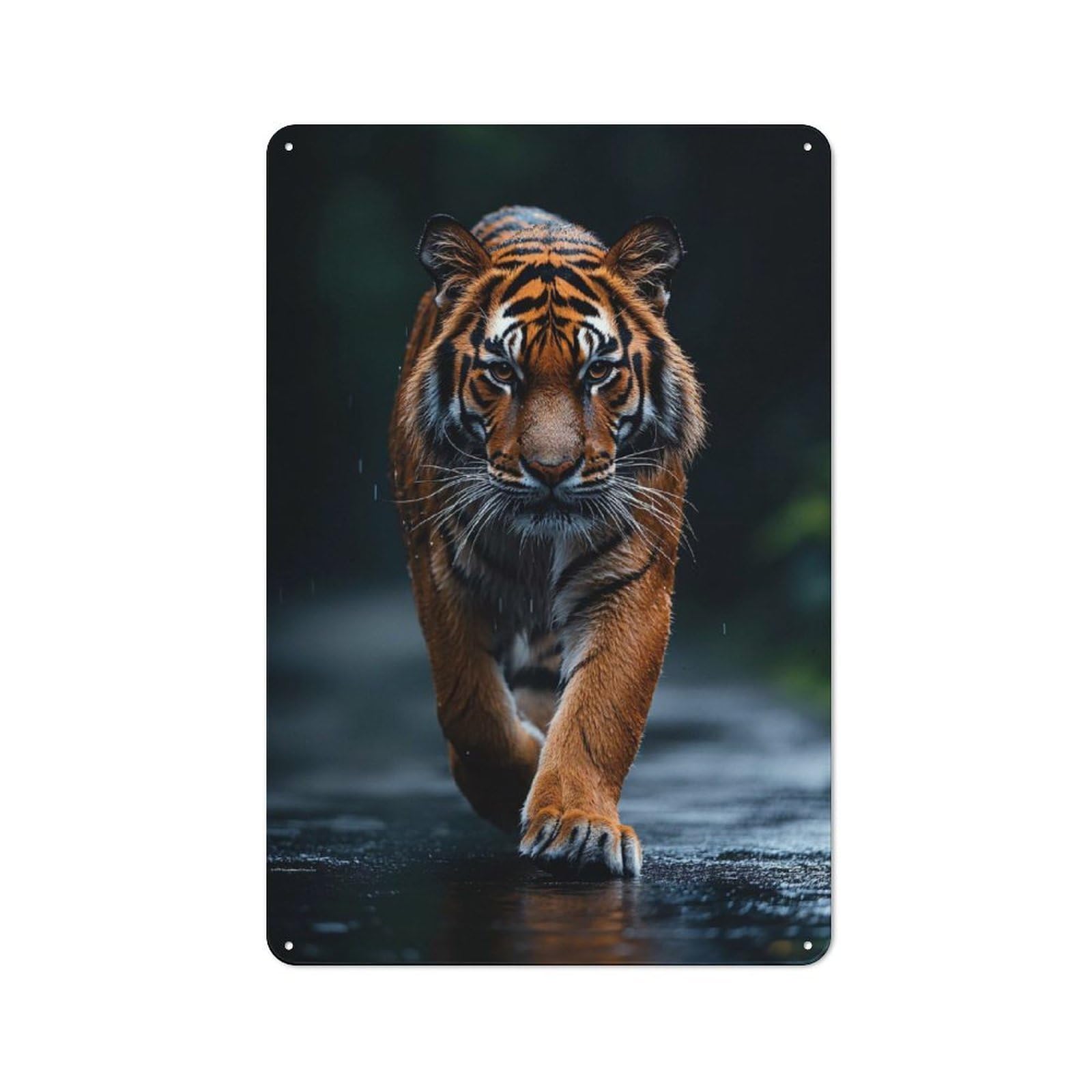 Junmoney Style-3 Vintage Tin Sign 30X20cm With Majestic Tiger Walking Forward For Home Bar Wall, Metal Sign Decor For Home Bars And Entertaining Spaces