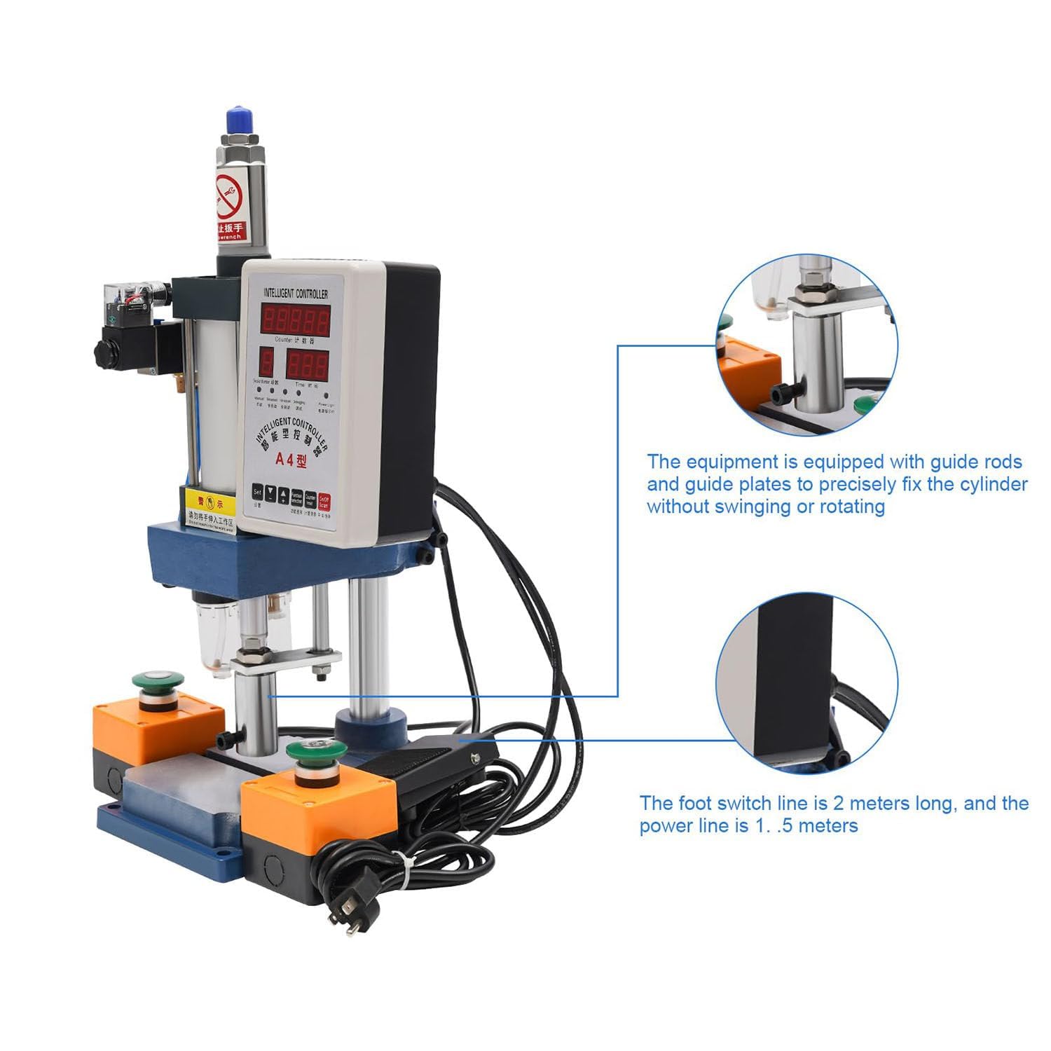 Punzonatrice pneumatica Punzonatrice, pressa da tavolo per carichi pesanti con controller display, doppia modalità di controllo per la lavorazione dei metalli e l'artigianato