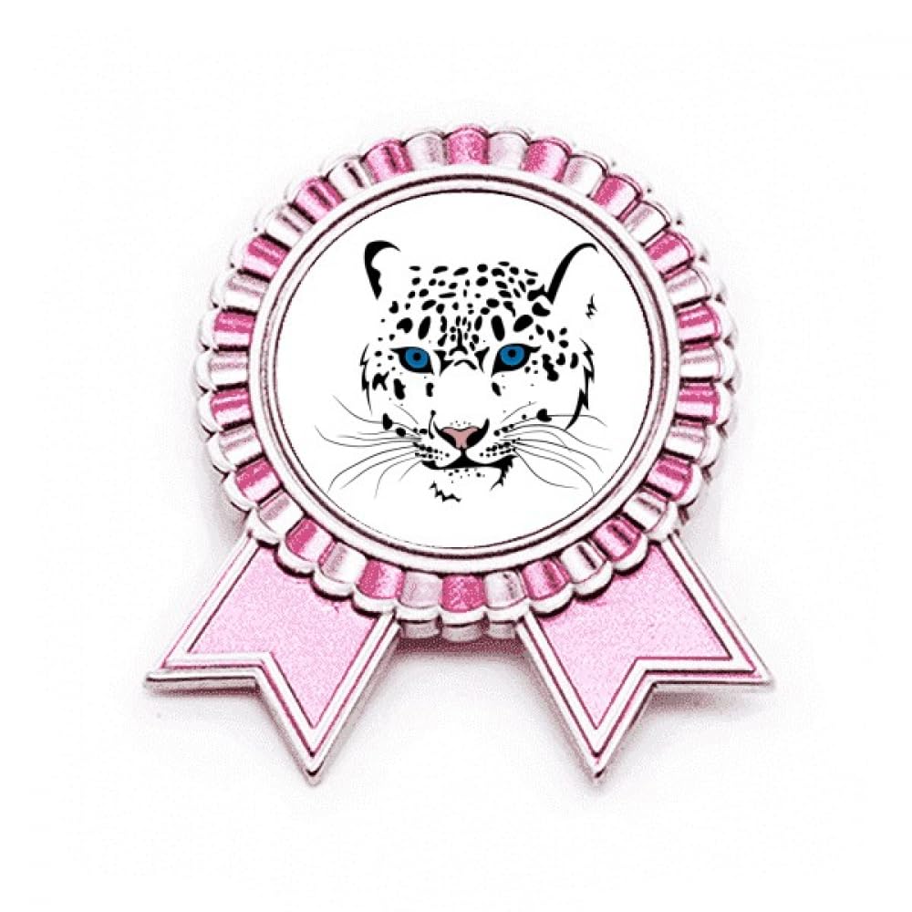 Broche tête de tigre blanche Art déco en métal rose taille M