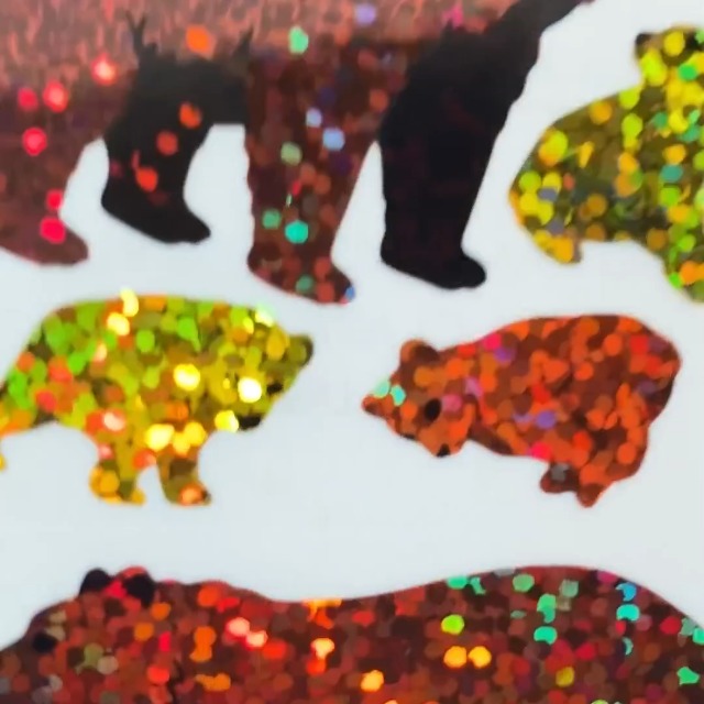 Bulk Roll Prismatic Stickers – Mikro-Teddybären-Aufkleber (100 Wiederholungen, 5,1x8,9 Cm)