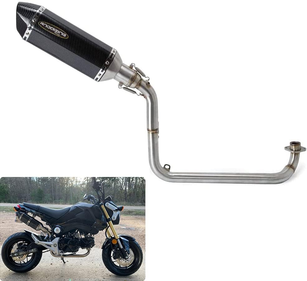 Motorcycle Exhaust with baffler Slip On Muffler Pipe Compatible with Honda MSX125 Grom 2013-2015 Slip-On