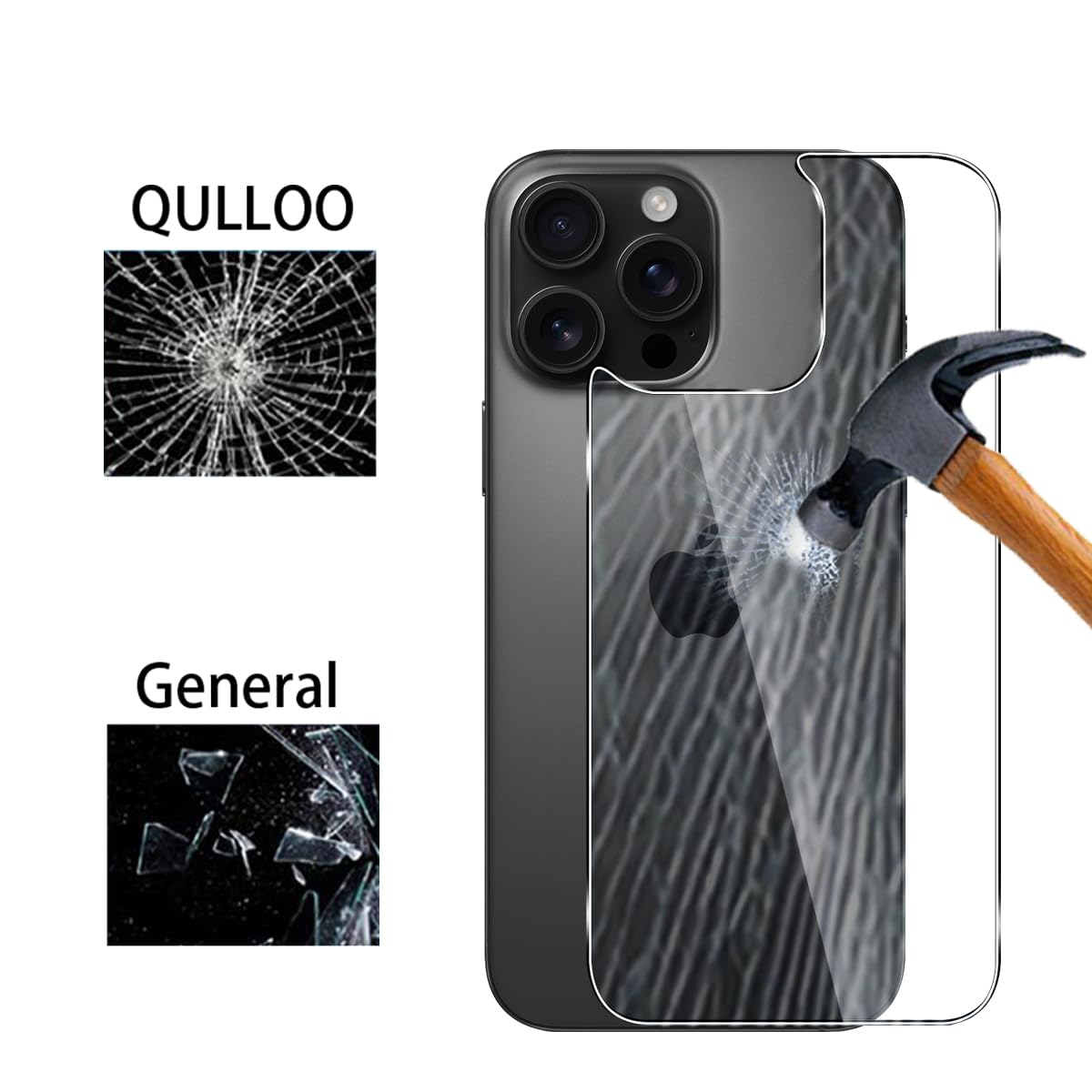 QULLOO Pellicola Posteriore In Vetro Temperato 9H Per IPhone 16 Pro Max (2 Pezzi) - Anti-graffio, Anti-impronte, Copertura Totale