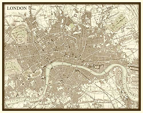 Imagen sobre lienzo enrollado Sepia Map of London Vision Studio - Vintage horizontal Art print Maps Oficina Ciudades Profesionales Anuncios Lienzo Fine Art 24_X_31_in