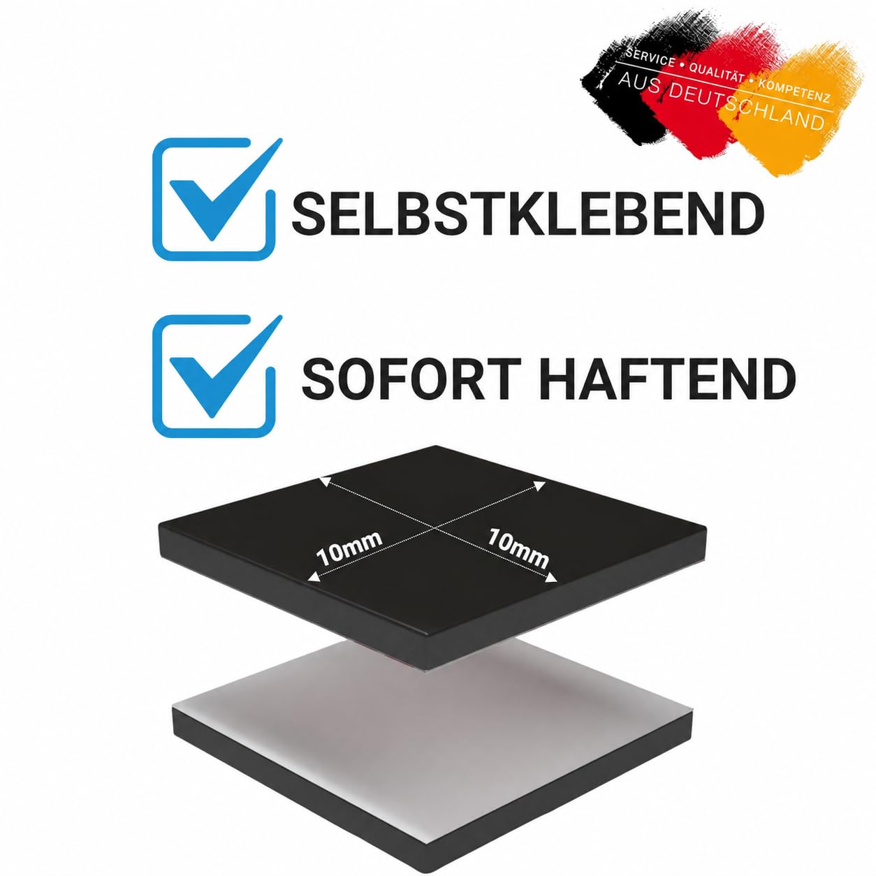 5er Pack - Magnetplättchen selbstklebend - 250x Klebemagnete für Kühlschrank, Tafel, Büro, 10x10mm