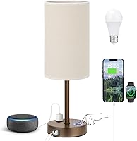 Vista 36 de Fenmzee Lámpara de mesa de noche turquesa para dormitorio, lámpara táctil regulable de 3 vías, puertos de carga USB A y C y salida de CA, lámpara