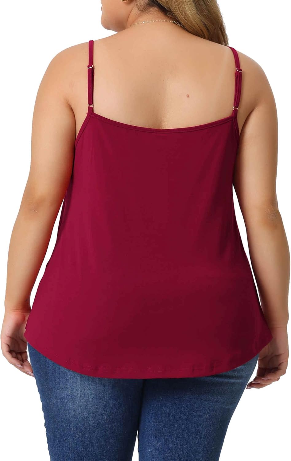 Agnes Orinda Plus Size Cami Tank for Women V-Neck Lace Front Camisole Spaghetti Strap Sleeveless Top - Image 4