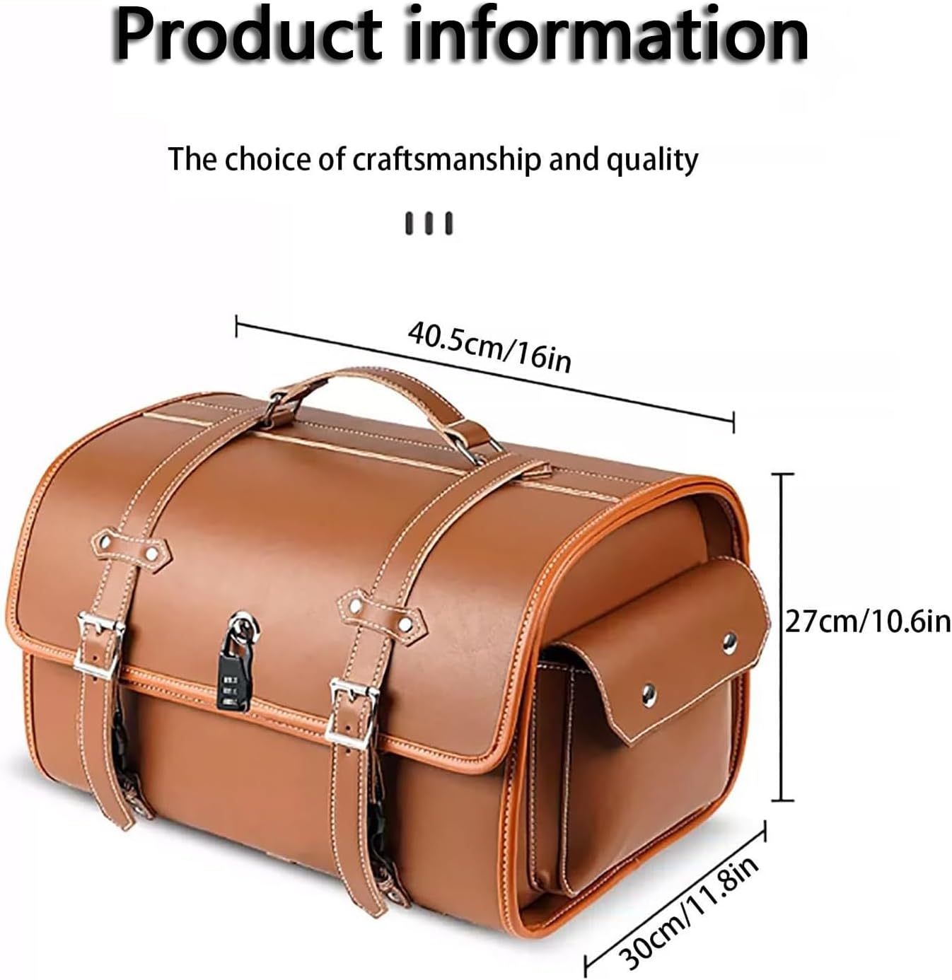 Motorcycle Top Case for Indian Scout, Leather Tail Bag Weather Resistant Trunk Bag, Thing Storage Motor Saddle Pannier Bag, Motorcycle Saddle Bags,C Light Brown