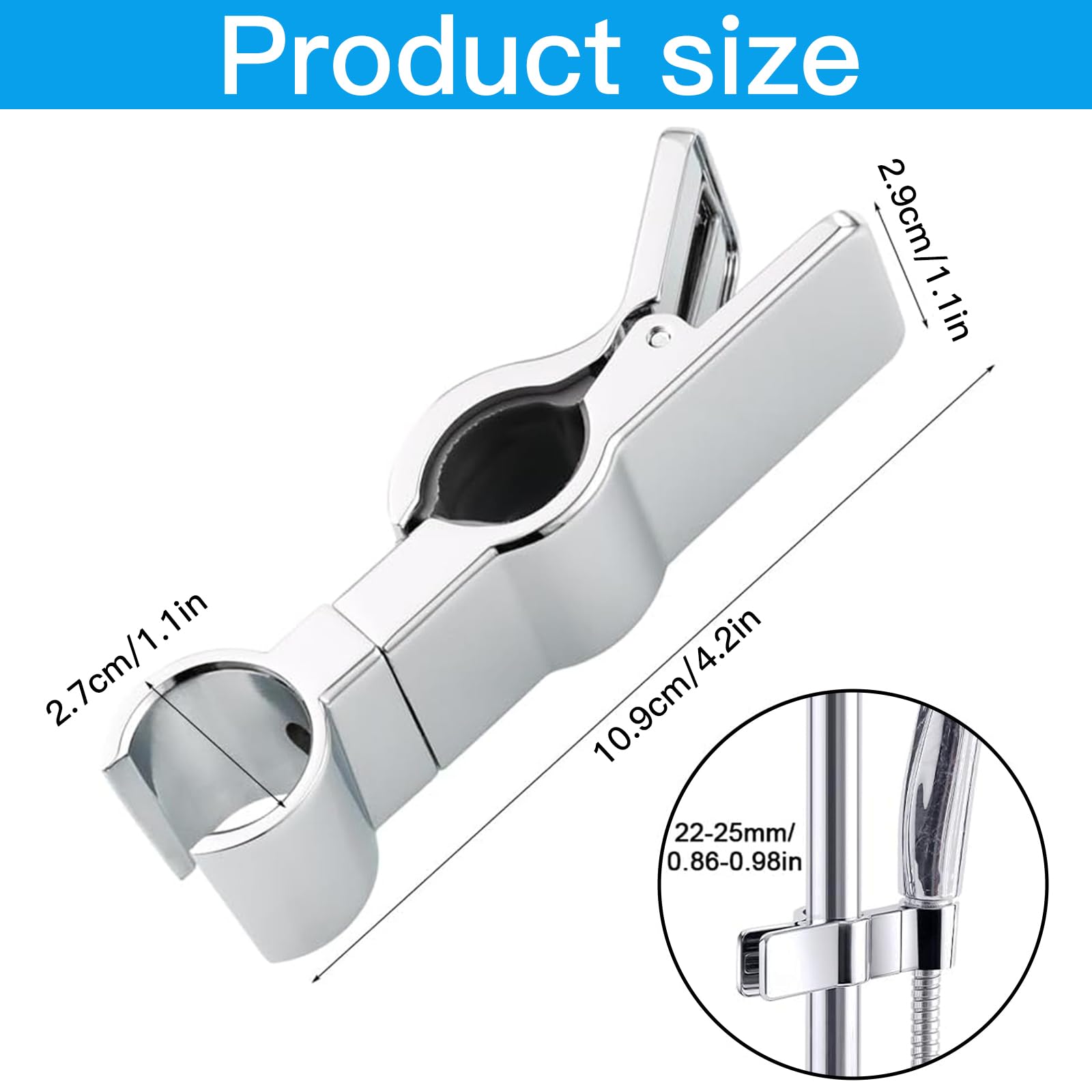 Gearmax Support Douche U00e0 Main Remplau00e7able En Mu00e9tal Support De Pommeau De Douche Pour Barre De 20-27mm Sans Percage Ru00e9glable Pour Baignoire Salle De Bain