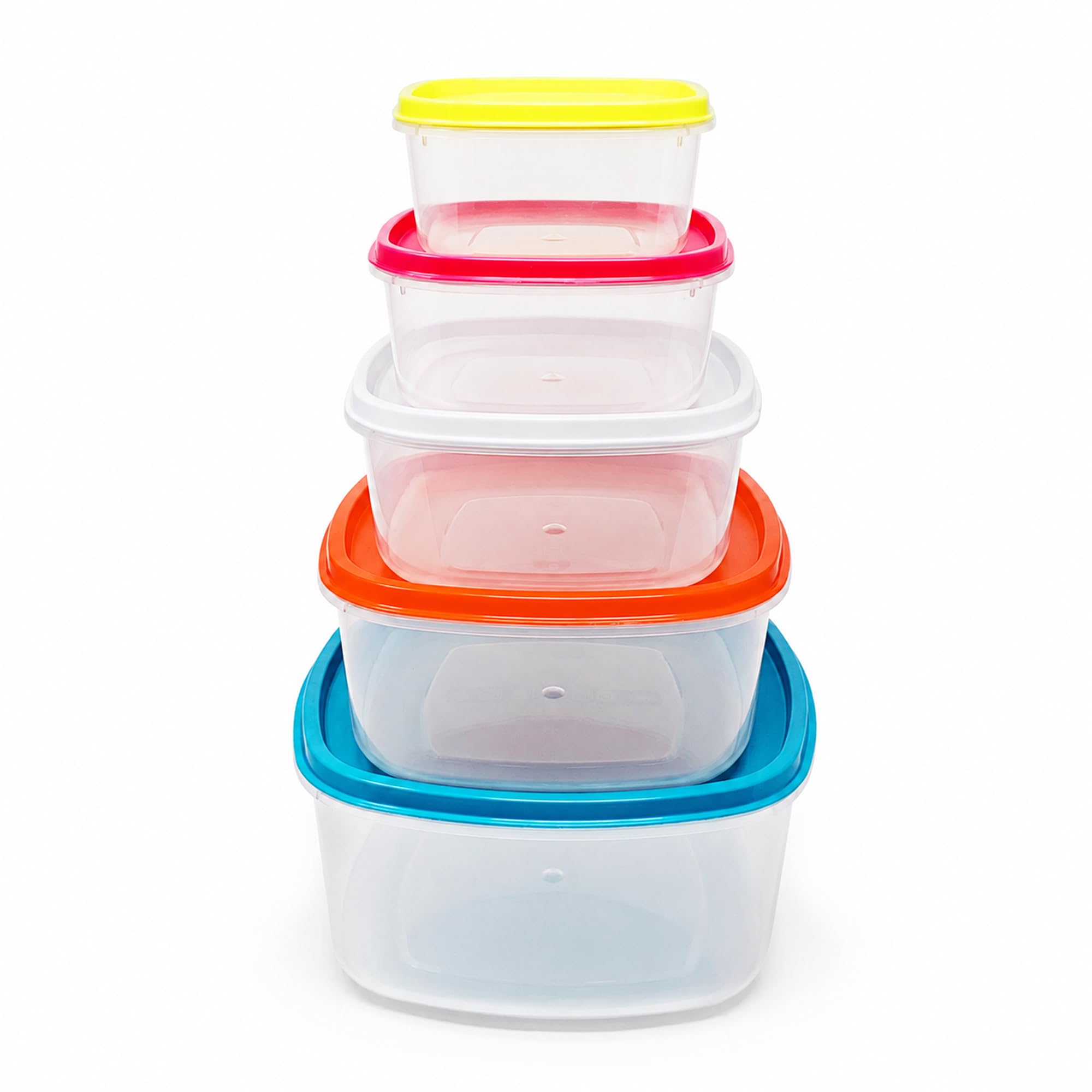 plastific Stackable Food Storage Containers Set of 5 with Airtight Lids