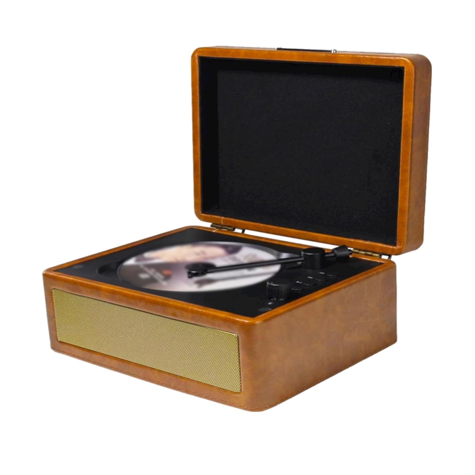 Gramofon CD, Wielofunkcyjna Tacka, Odtwarzacz Płyt BT 5.0, Odtwarzanie z Napędu USB, Pilot na podczerwień, 2 Wbudowane Głośniki, Bezprzewodowe Przesyłanie Muzyki (Khaki)