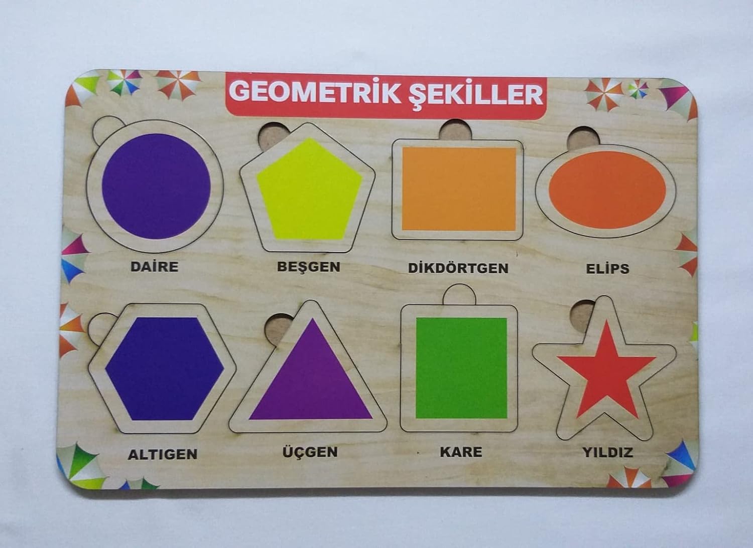 Ahşap Geometrik Şekiller Puzzle Eğitici Oyuncak
