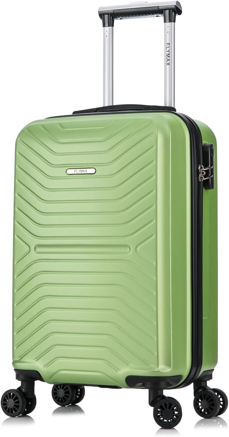 Flymax 56x45x25 British Airways EasyJet Cabin Bag Carry on Suitcase Hand Luiggage Exact FIT Hard Shell Cabin Suitcase Only 3kg + 3 Digit Lock + Telescopic Handle Lightweight 4 Wheel Suitcase 57 Litre