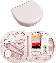 Travel Sewing Kit 1 Pack Portable Mini Sewing Kit Including Hand Sewing Needles, Threads, Small Scissors, Tweezers, Buttons, Straight Pins, Safety Pin, Threader, Pink Storage Case, for Home, Travel