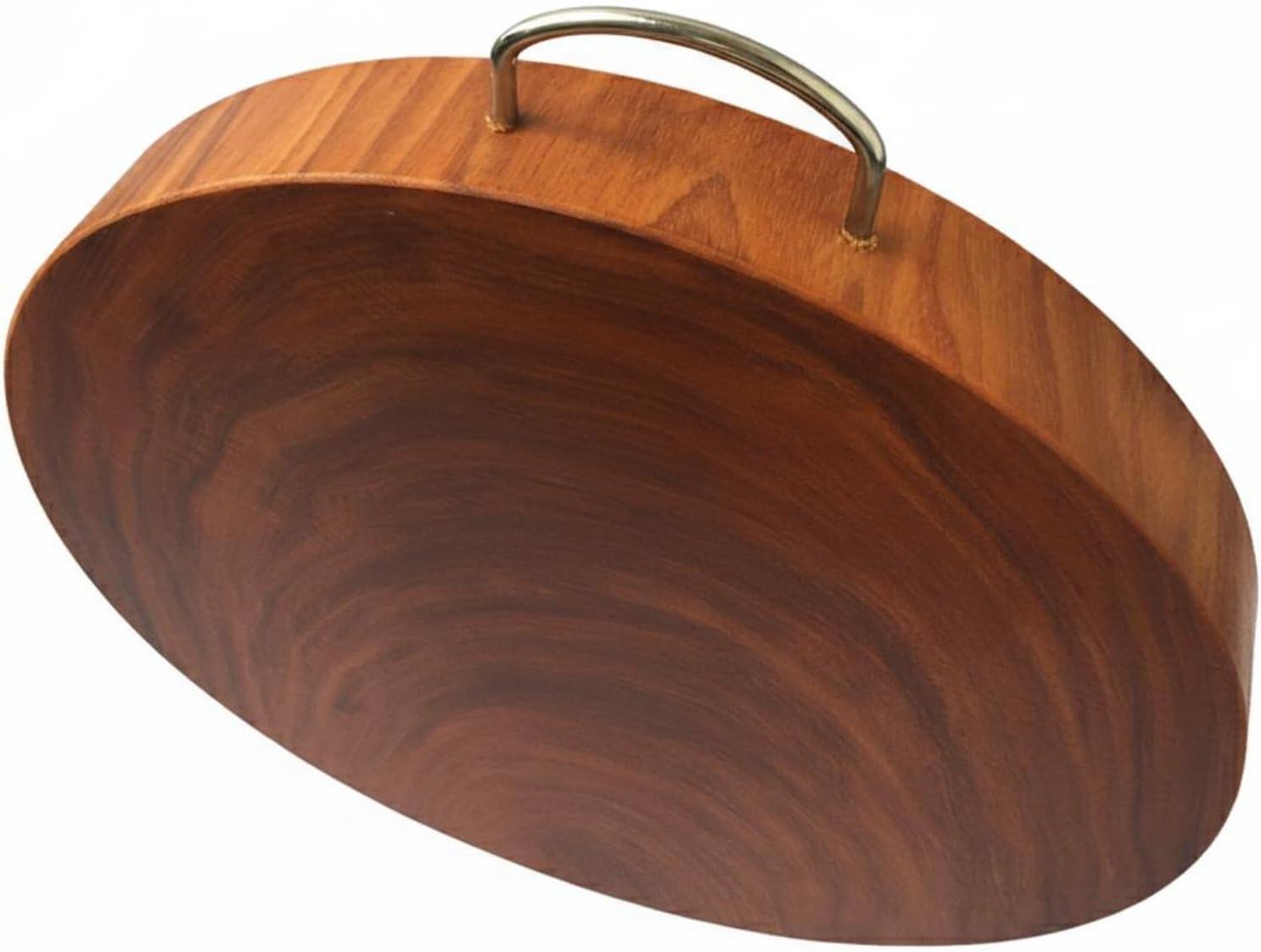Round cut board Reversible Design Butcher Block cut board Handmade Prep Station for Butchers, Chefs, 44x5cm, Steel-ring