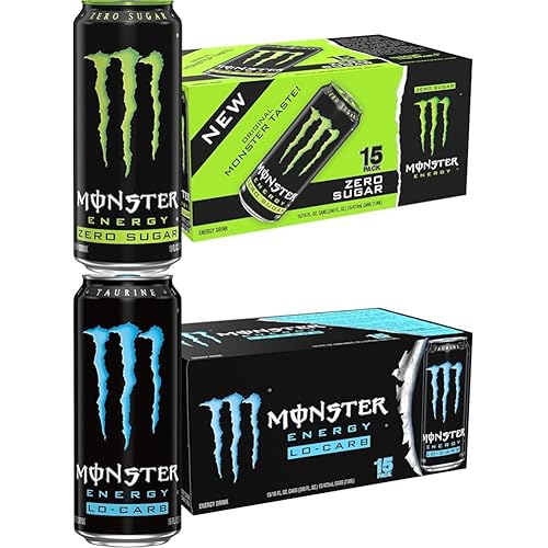 Miniatura 8 de Monster Energy Zero Sugar verde original bebida energética baja en calorías 16 onzas paquete de 15
