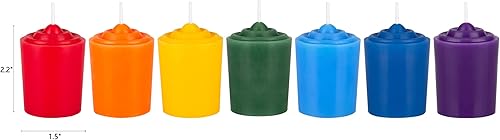 Miniatura 2 de Mega Candles 7 velas votivas de chakras sin perfume, vertidas a mano, velas de cera de primera calidad, 15 horas, 1.5 pulgadas x 2.25 pulgadas, 100%