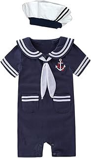 May's Baby Toddler Boys Sailor Stripe Romper Marine Navy Romper Outfit
