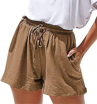 Amazon.com: NIYIGEJI Pantalón corto para mujer, cómodo con cordón y cintura  elástica y bolsillos : Ropa, Zapatos y Joyería