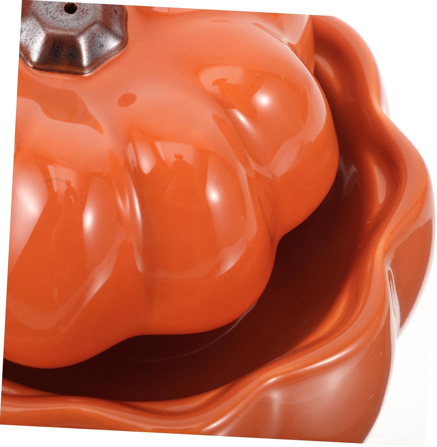 POPETPOP Cute Pumpkin-Shaped Ceramic Bowl Elevated Pet Feeder for Food Water Non- Design Portable for Home Decoration Pet Dining