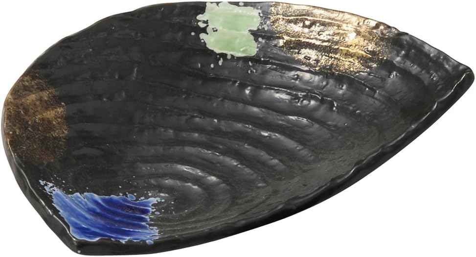 Yamashita Kogei 14160000 Black Glaze, Three-Color Blown Half Moon, 8.7 x 6.0 x 2.0 inches (22 x 15.3 x 5.2 cm)