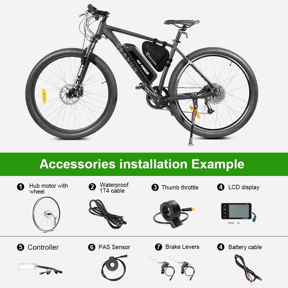 YOSE POWER 36V350W 27.5" E-Bike Conversion Kit Heckmotor für Steckkranz Elektrofahrrad Umbausatz 27.5 Zoll mit LCD Display