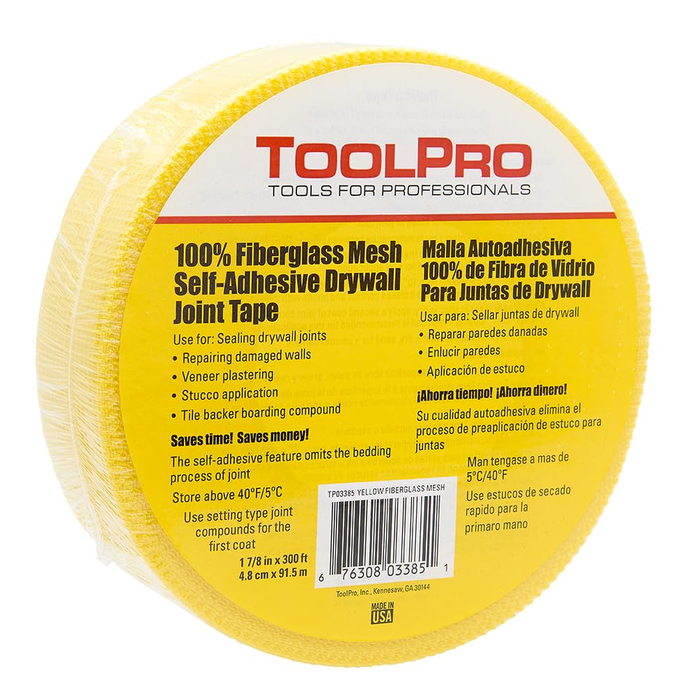 TOOLPRO Self- Adhesive Fiberglass Mesh Drywall Tape for Sealing Drywall Joints. (24, White)