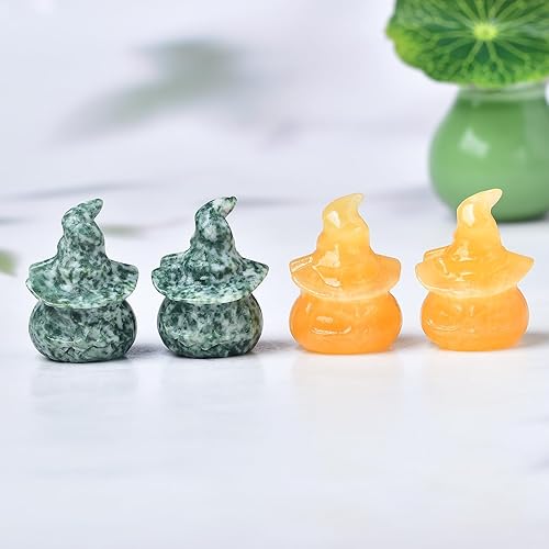 Miniatura 6 de WUYOUSHI Estatua de cabeza de calabaza de cristal natural de 1.58 pulgadas, calcita amarilla, calabaza, aura, curación de chakras, piedras preciosas