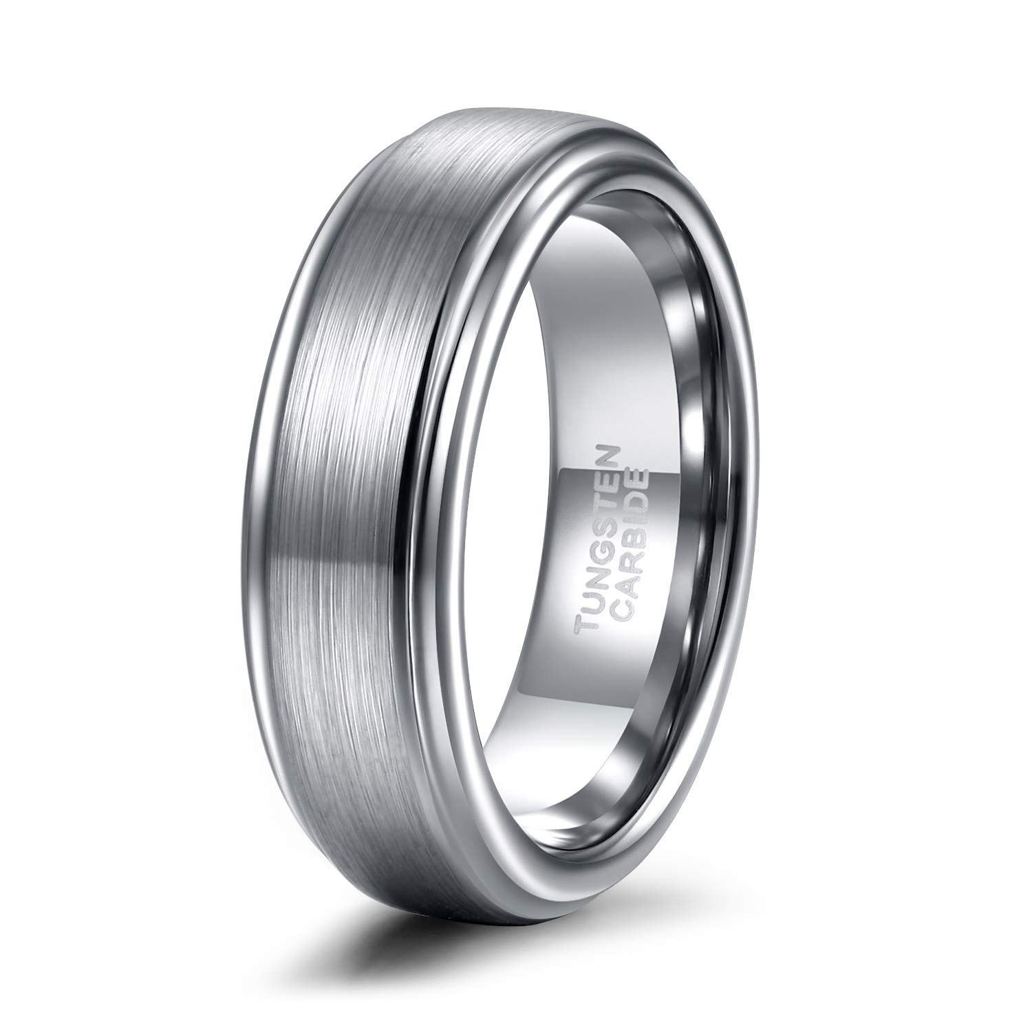 TRUMIUM 4mm 6mm 8mm Black Tungsten Rings for Men Women Step Edges Size 4-15
