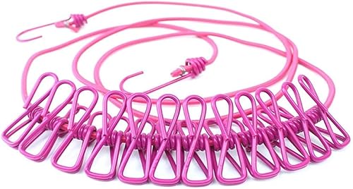 Miniatura 4 de Tendedero portátil retráctil negro, resistente al viento, con 12 pinzas para la ropa para secar en interiores, accesorios de campamento al aire libre