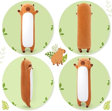 33.46 inch Large Capybara Plush Pillow Giant Plush Toy Stuffed Capybara Stuffed Animal Soft Plushies Long Plushie Animals Shaped Cuddly Toy Anime Hugging Pillow Cute Toys as Gift for Birthday