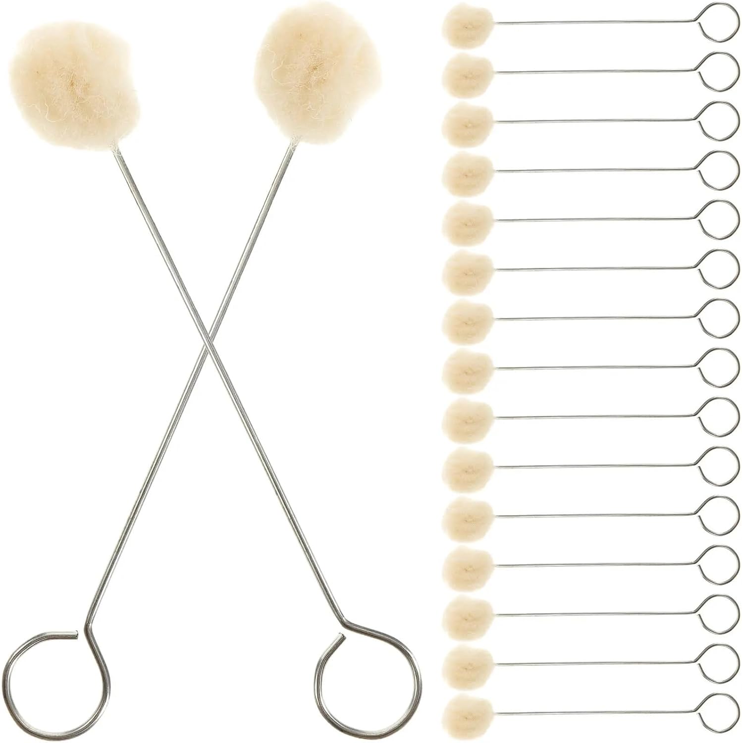 Wool Daubers 50Pcs Wool Daubers Metal Handle Dye Tool Smooth Broad Stain for Shoe Edge Conditioner