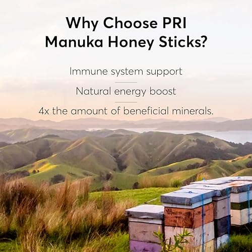 Miniatura 4 de PRI Manuka Honey Sticks, certificado MGO 60+, miel de manuka cruda de Nueva Zelanda, perfecta para llevar, 10 unidades