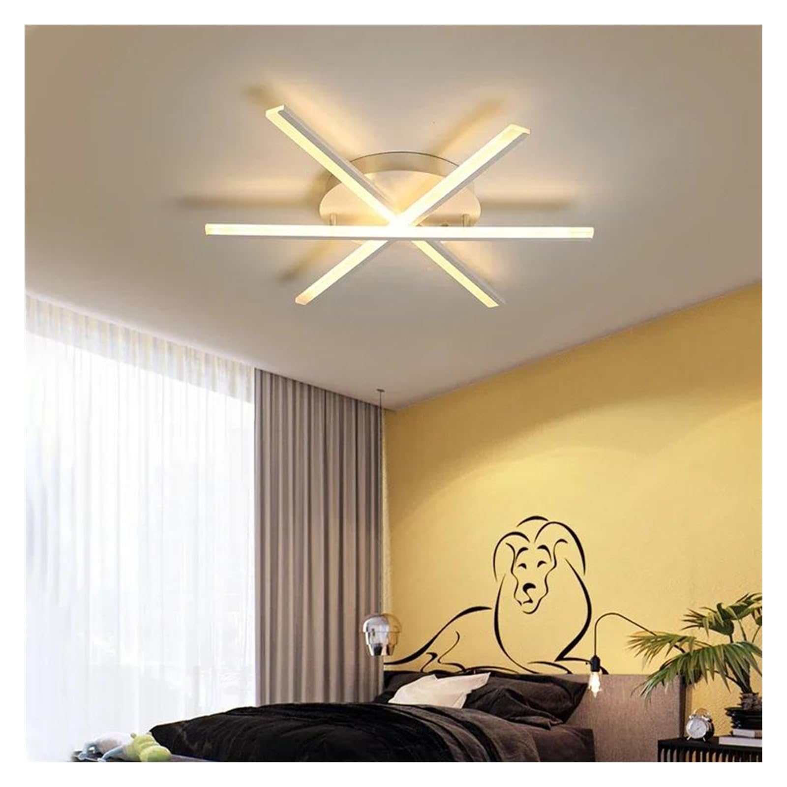Plafonnier LED salon moderne à 3 branches avec intensité réglable par télécommande