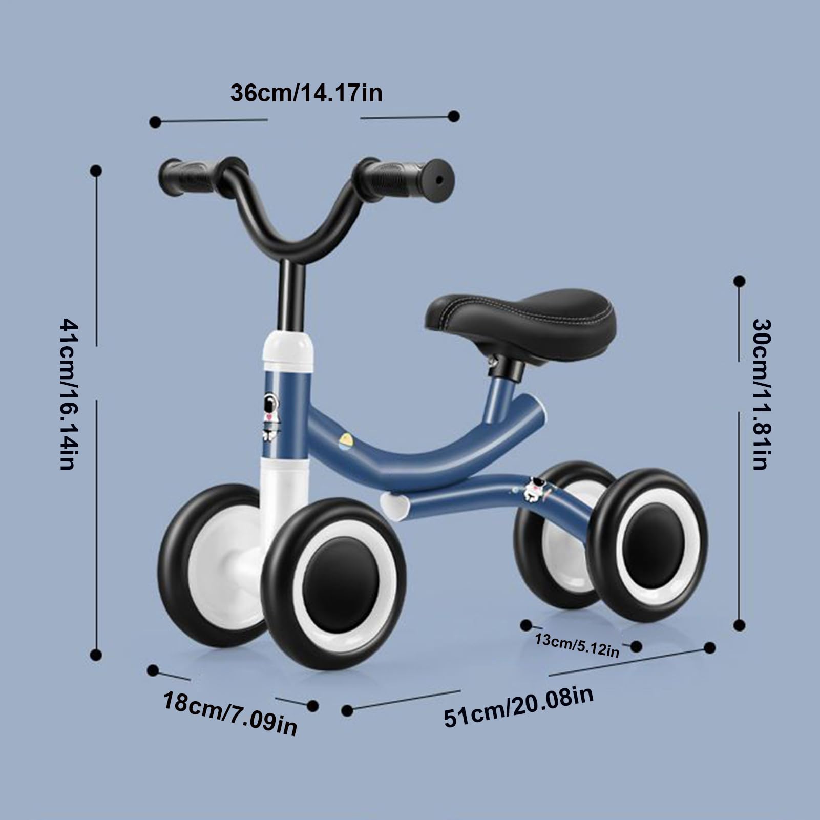 Bicicletta Senza Pedali per Bambini Bicicletta Regolabile 4 Ruote per | Accessorio di Equitazione Comodo per Bambini 1-3 Anni
