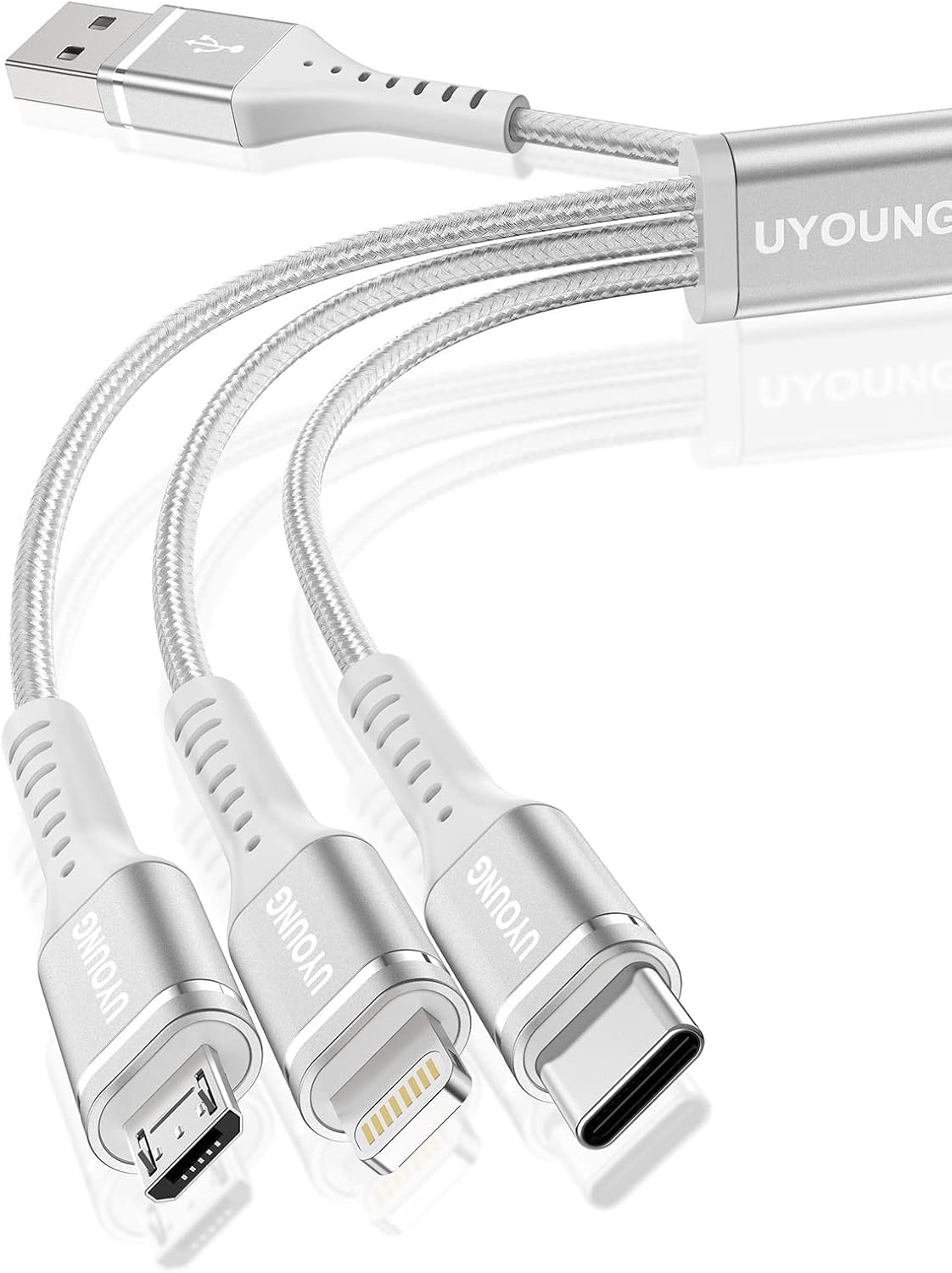 充電ケーブル 3in1 短い 30cm 急速充電コード 3 in 1 超高耐久 Type C Micro USB 3台同時充電 iPhone Android タイプC 各種対応
