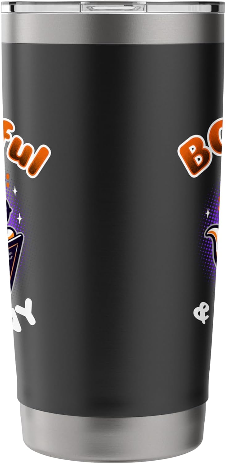 BOOtiful and Brainy Ghost Halloween Reading Design Stainless Steel Insulated Tumbler image 4