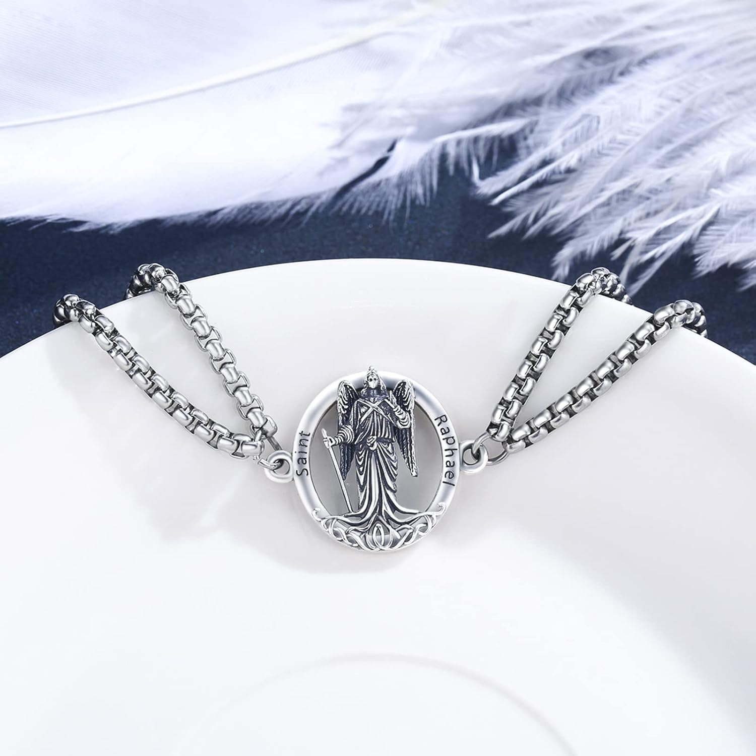 925 Sterling Silver Patron Saint Medal Bracelet Amulet Protection Jewelry Birthday for Men Women with Gifts Box - Image 2