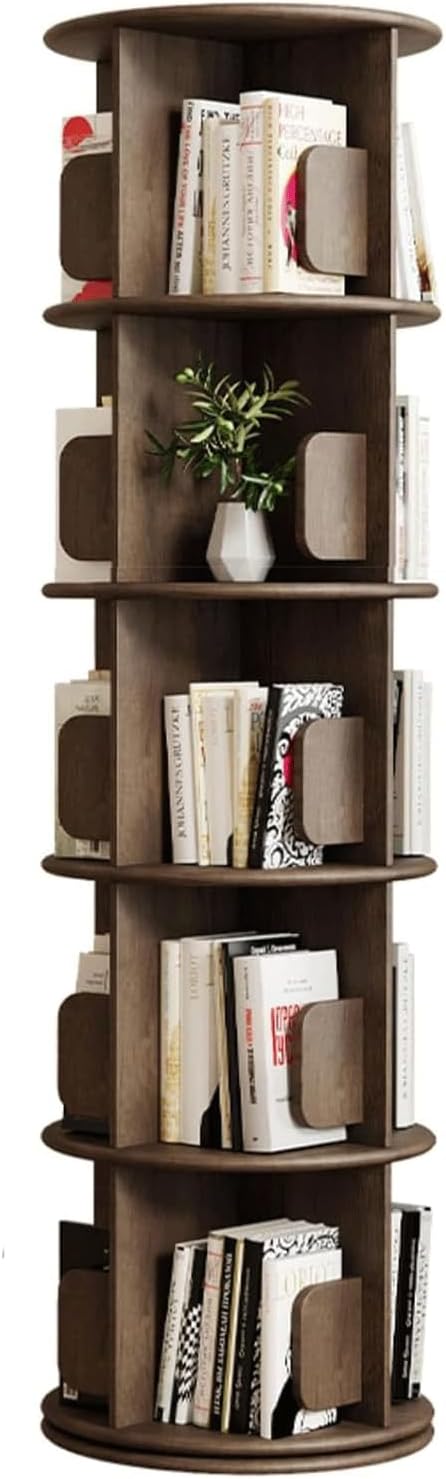 Amazon.com: 360° Rotating Bookshelf Wooden Standing Bookcase Retro ...
