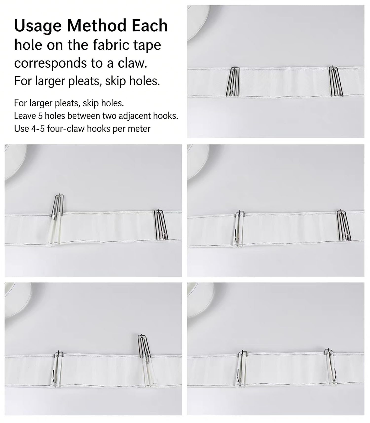 60 m x 7 cm - Blanc - Ruban de rideau à coudre - Ruban de fixation de rideau - Ruban fronceur - Ruban plissé - Ruban en tissu polyester - Ruban universel pour rideaux, bricolage