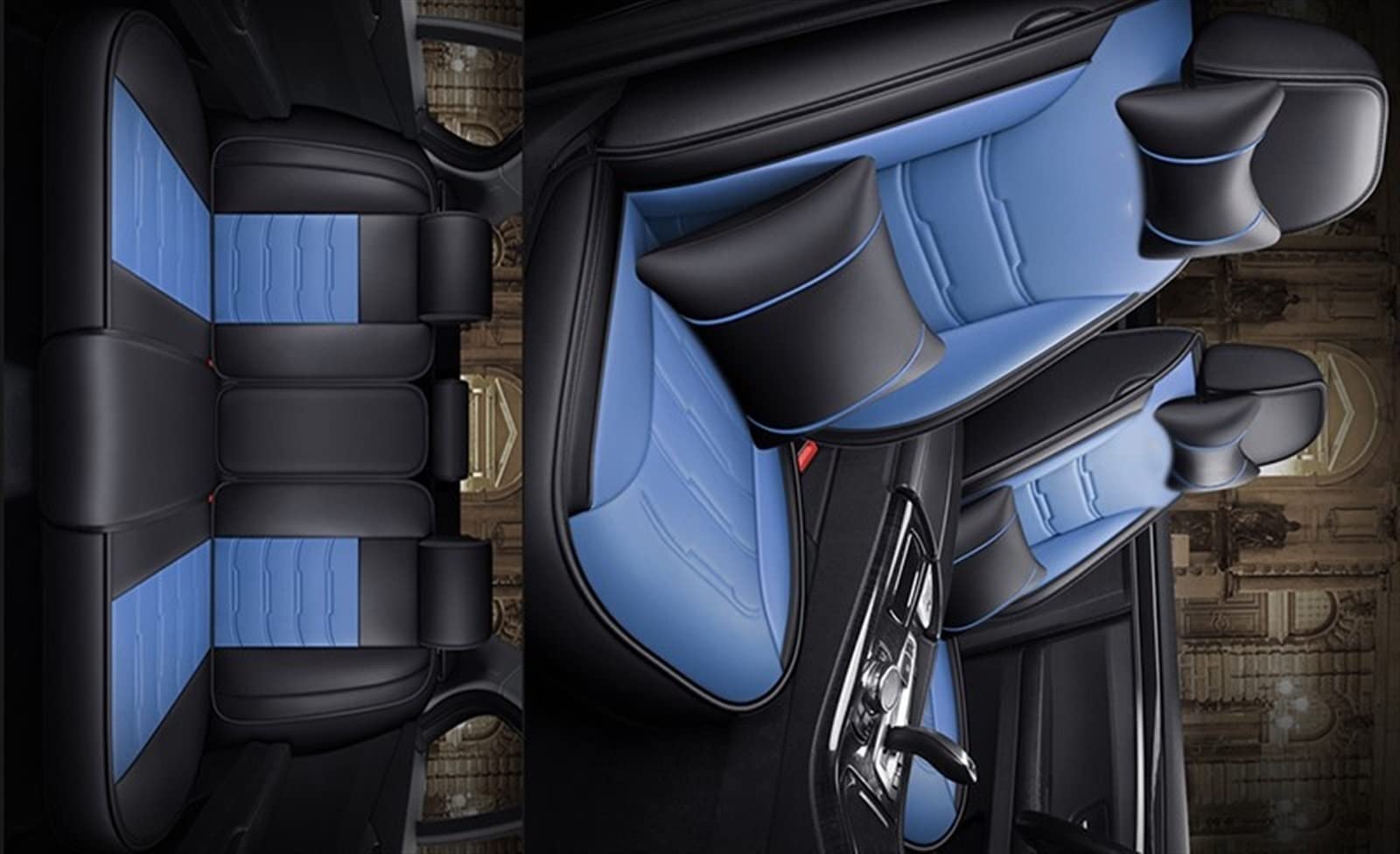 Housse de siège auto haut de gamme en similicuir noir et bleu pour Audi A4 A6 A8