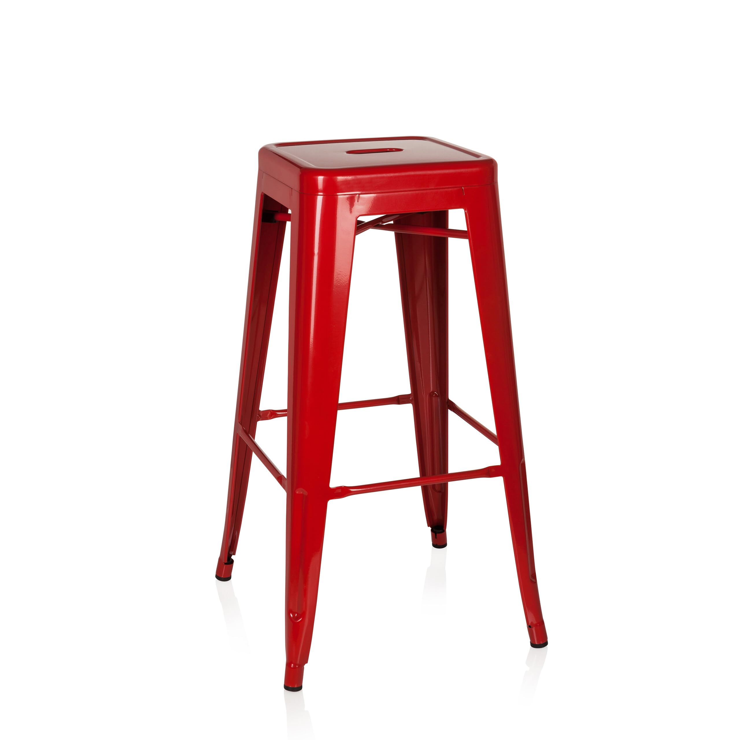 hjh OFFICE 645011 Taburete de Bar VANTAGGIO High Metal Rojo, apilable, Acero Estable, Industrial Style