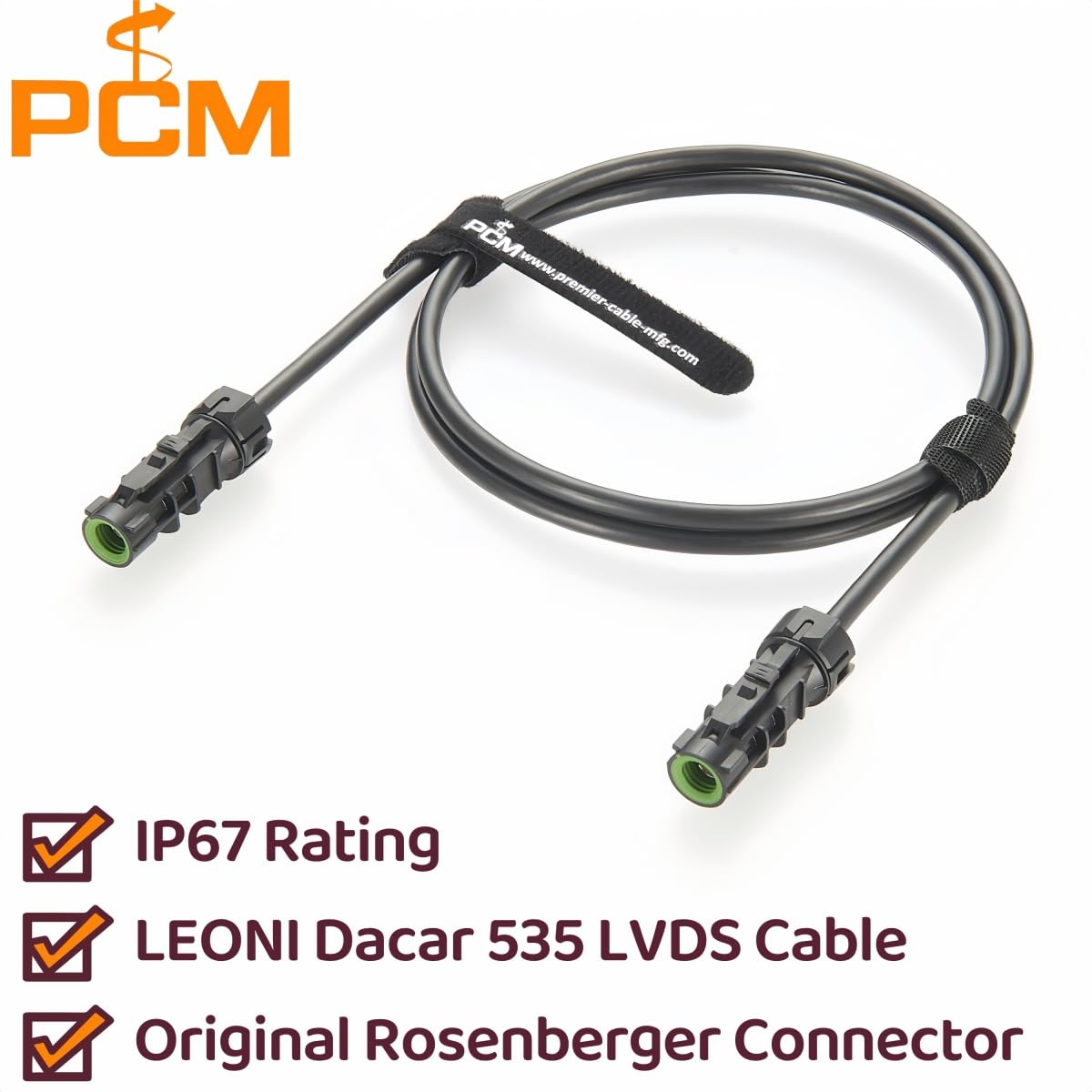 Original Rosenberger HSD 4Pin A-Code LVDS Video Cable IP67 Waterproof D4K14A-1D5A5-A Female to Female Shielded DACAR 535 Automotive Camera Wire Harness for Infotainment, ADAS, Ethernet (0.5M/1.64FT)