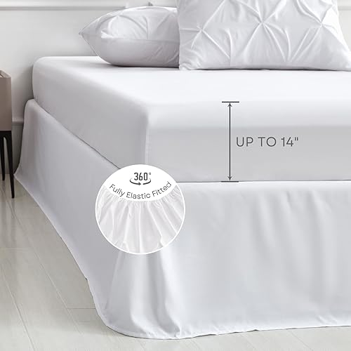 Miniatura 4 de Maple&Stone Juego de edredón California King de 7 piezas de cama plisada en una bolsa, juegos de edredón blanco con fundas de almohada, fundas de