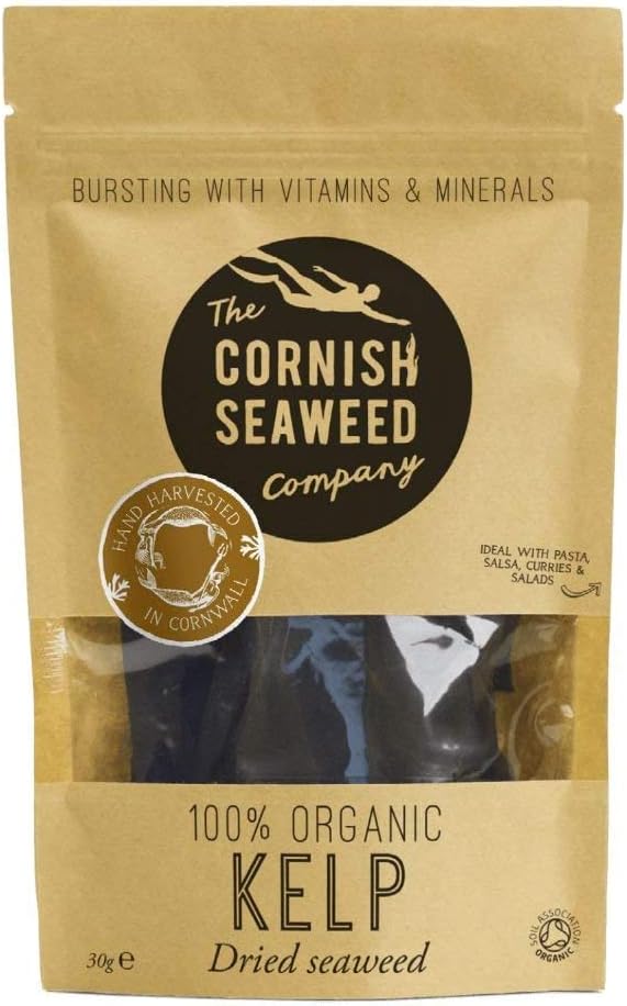 100% Oragnic Kelp Dried Seaweed by The Cornish Seaweed Company | 30g Pouch | Kombu | 100% Organic Cornish Seaweed