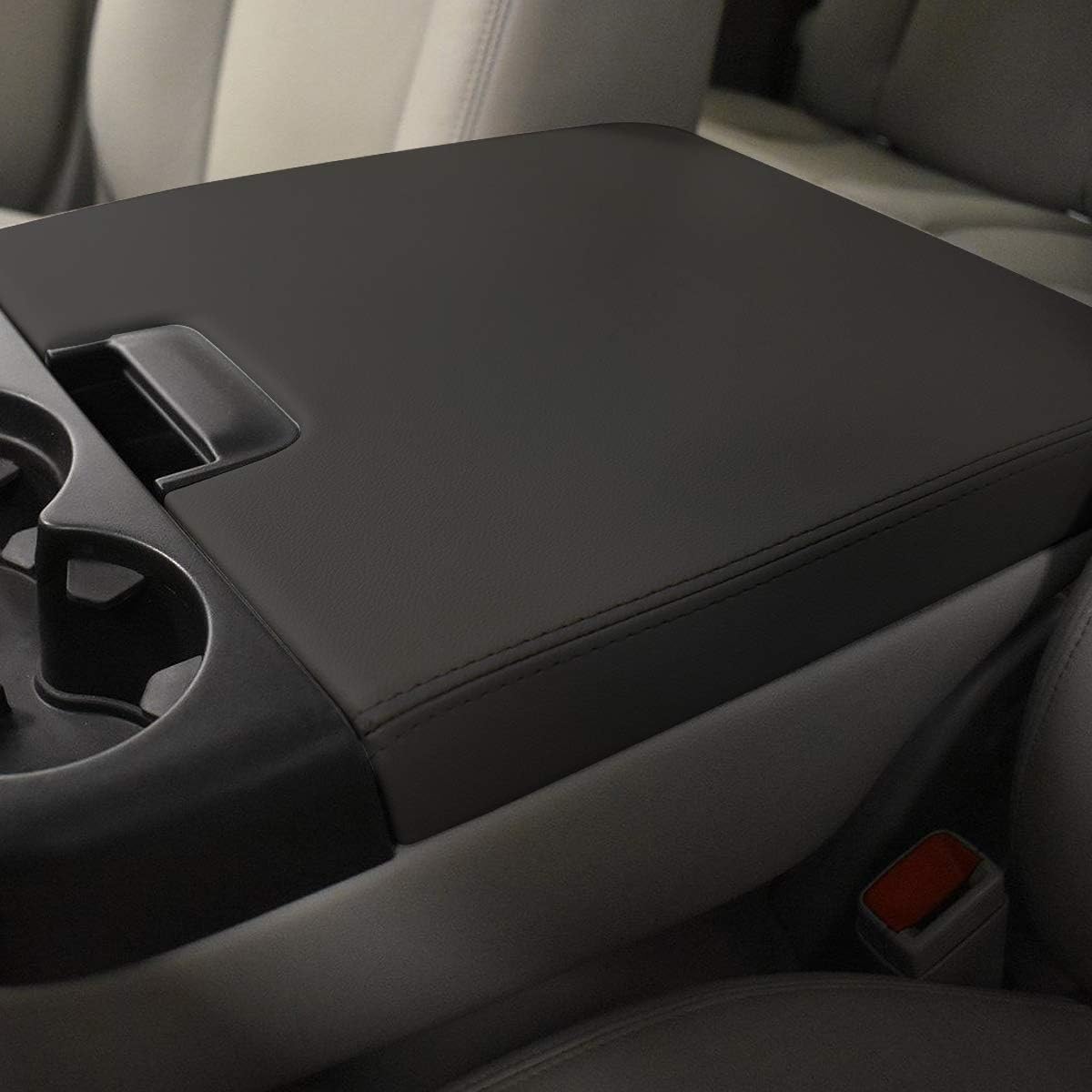 DNA MOTORING GECS-003-BK Center Console Lid w/Latch for 07-14 Silverado/Avalanche Tahoe/Suburban/Sierra – Black, Leather Arm Rest Kit