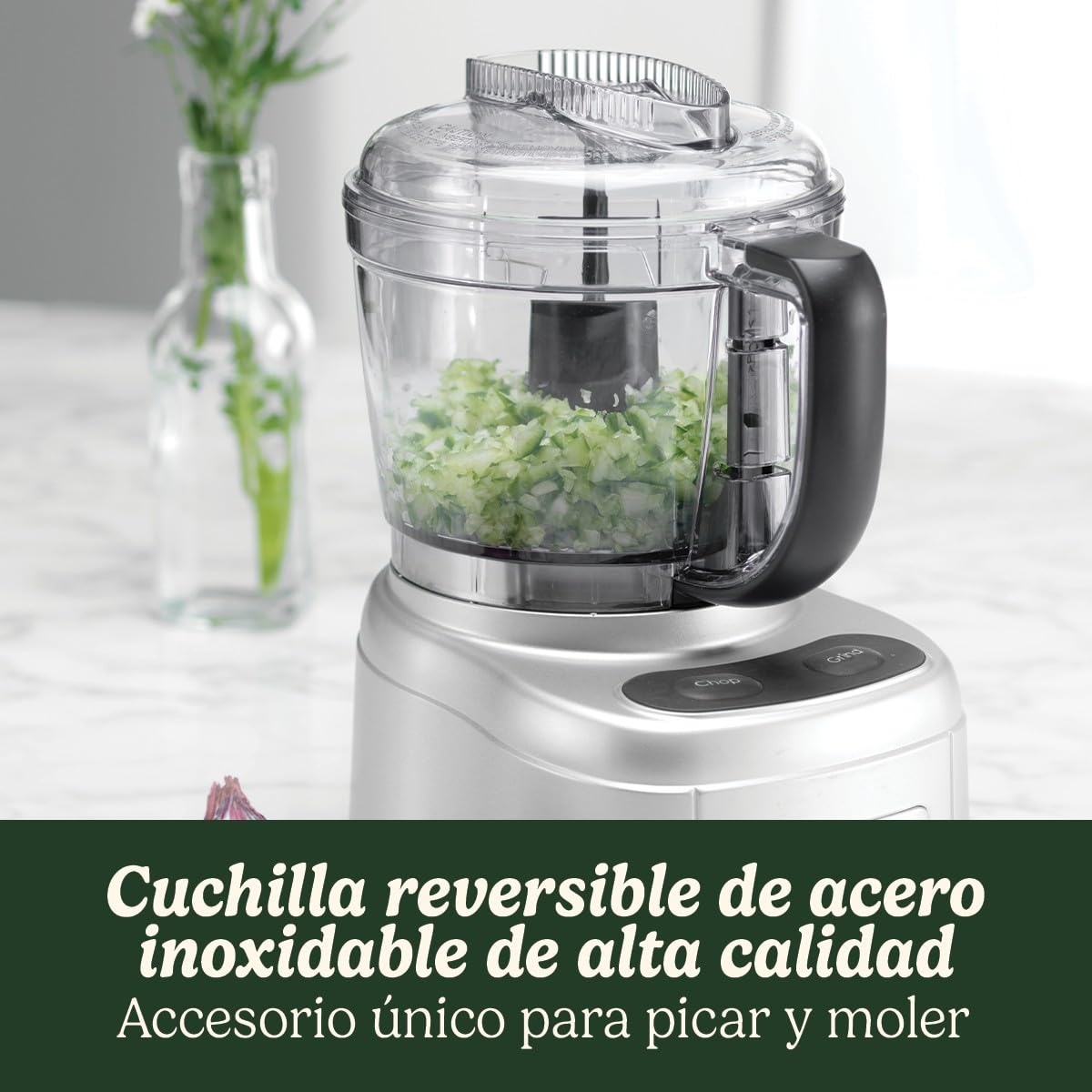 Cuisinart Mini Prep Pro Mini Picadora y Procesador Compacto en 1 | Multifuncional | Cuchilla de acero inoxidable reversible | Recipiente de 900 ml libre de BPA | Piezas aptas para lavavajillas