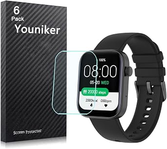 6 Pack Compatible with Cvutgf P43F 1.8 Smart Watch Screen Protector Film for MASVVPI P43 1.9 Inch Smartwatch Screen Protectors Foils Screen Cover Crystal Clear HD Anti-Scratch