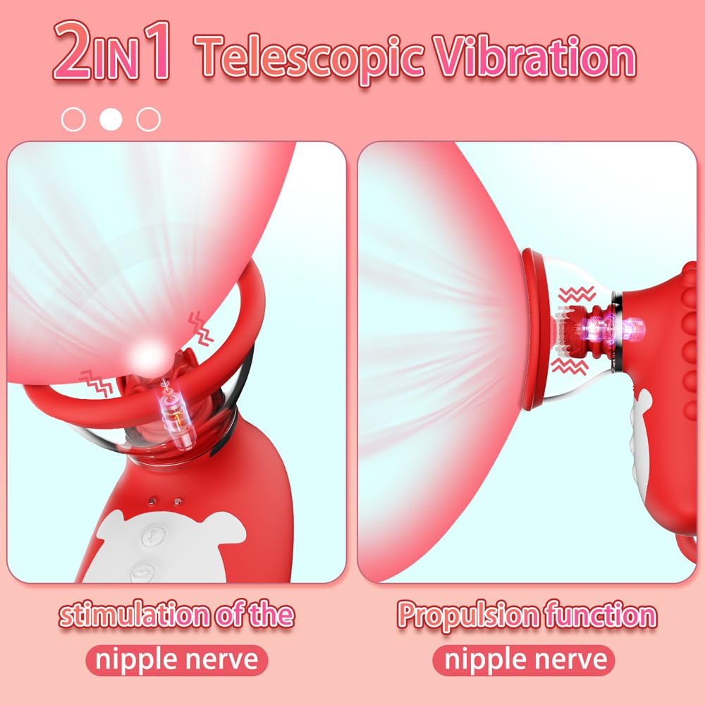 Nippelsauger Vibration für Frauen Sexspielzeug, Brustmassagegeräte mit 7 Vibration, Teleskopisch, Saugmodus Nippel Vibrator Klitoris Stimulator für Sie Vibratorensets Sex Toys