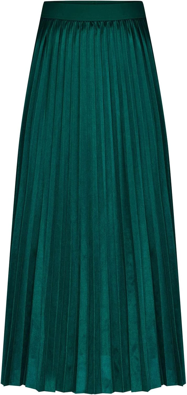 Midi Skirts for Women Solid Casual Vacation Plus Size Skirt Satin Pleated Skirts Comfortable Fit Big and Tall Skirt