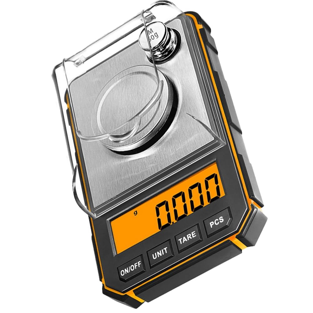 Báscula digital electrónica portátil, mini báscula de bolsillo, 50 g, peso de calibración, función de tara